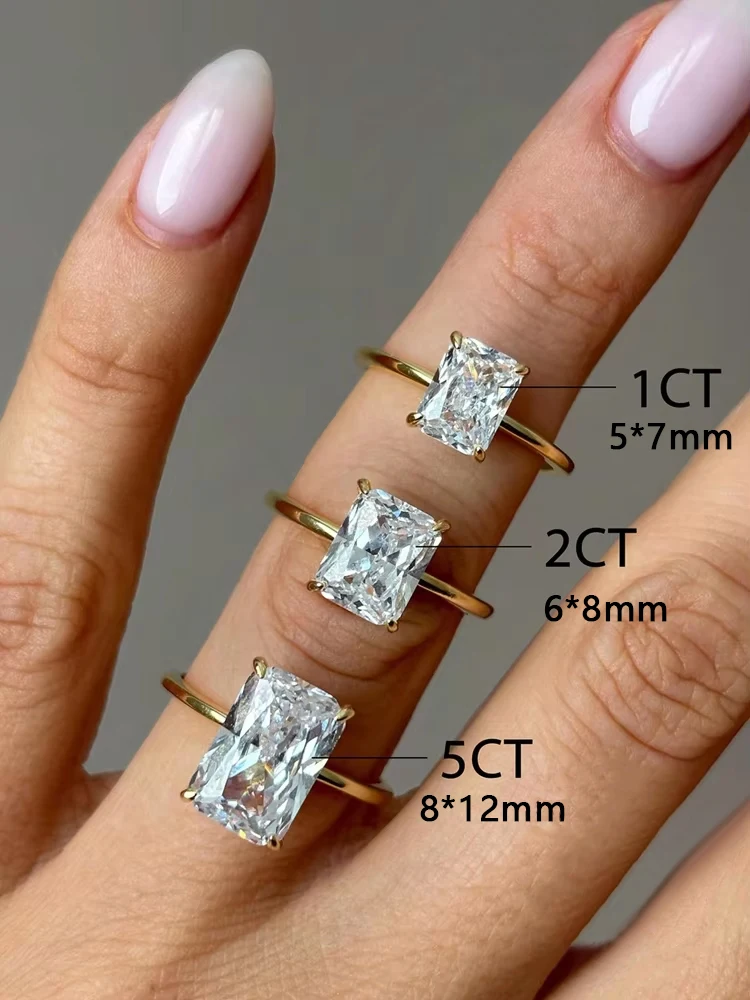 925 Sterling Silver 1-5CT Zircon Gorgeous Shiny Rectangle Ring For Women Engagement Wedding Luxury High Quality Fine Jewelry - Image 2