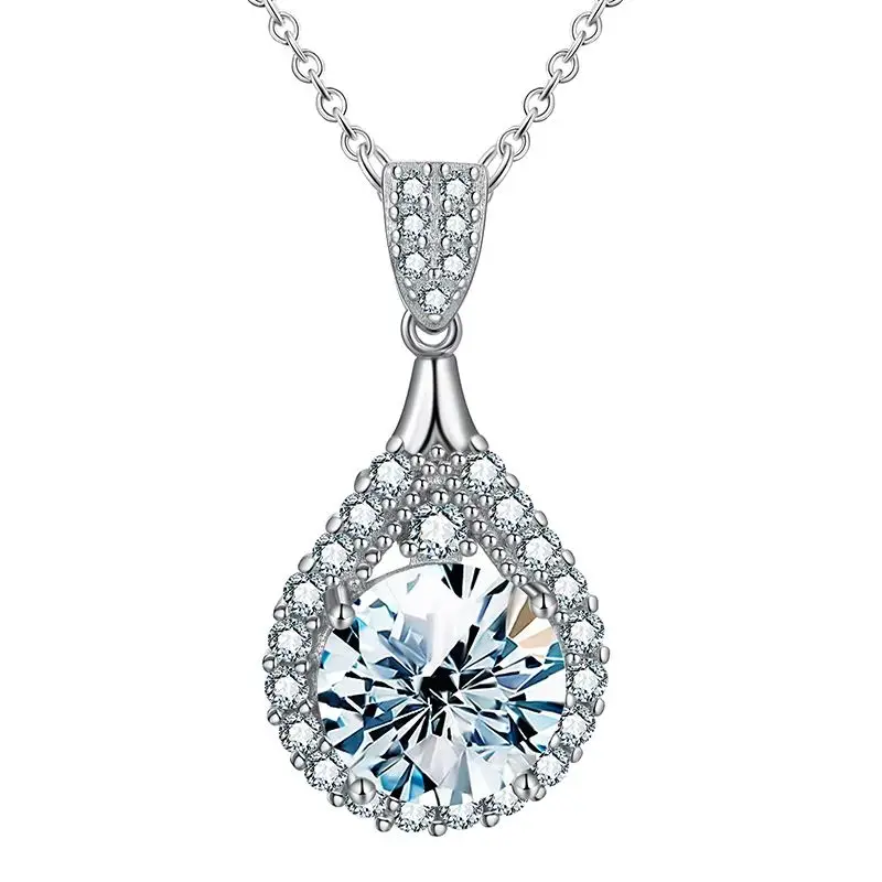 GRA Luxury 5CT D Color Moissanite Diamond Water Drop Necklace for Woman 925 Sterling Silver Chain with Certificate Fine Jewelry - Image 2