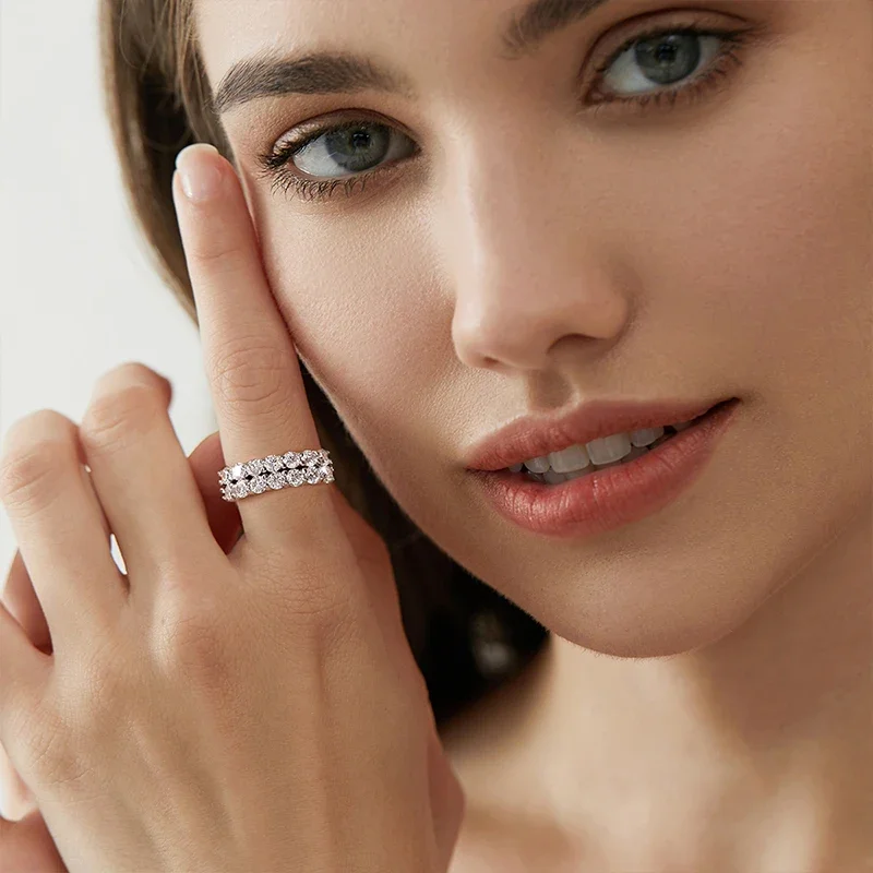 GRA 1.4ct Real Moissanite Diamond Eternity Ring for Women 925 Sterling Silver Daily Party Gorgeous High Quality Fine Jewelry - Image 3