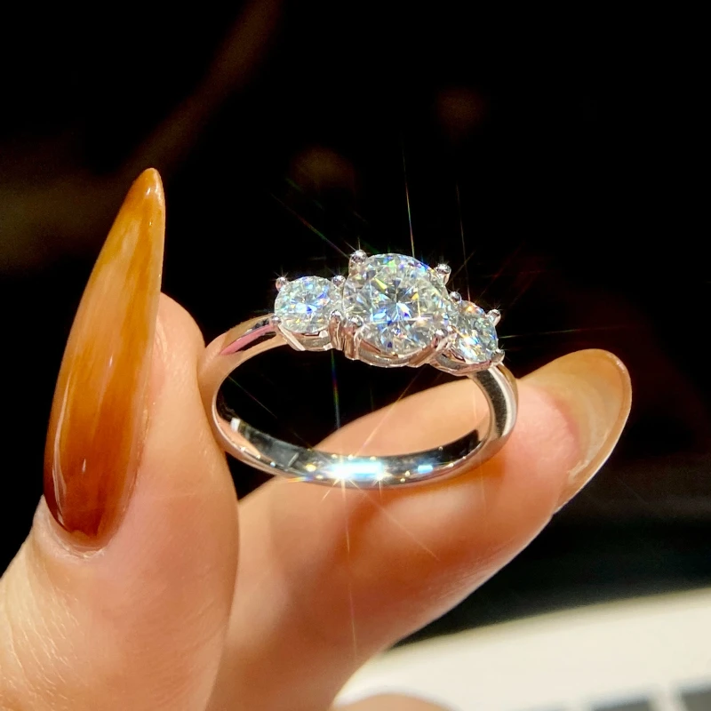 GRA 1.6ct Real Moissanite Diamond Round Ring for Women 925 Sterling Silver Party Anniversary High Quality Fine Luxury Jewelry - Image 2