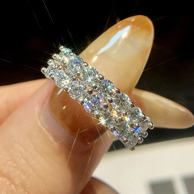 GRA 1.4ct Real Moissanite Diamond Eternity Ring for Women 925 Sterling Silver Daily Party Gorgeous High Quality Fine Jewelry